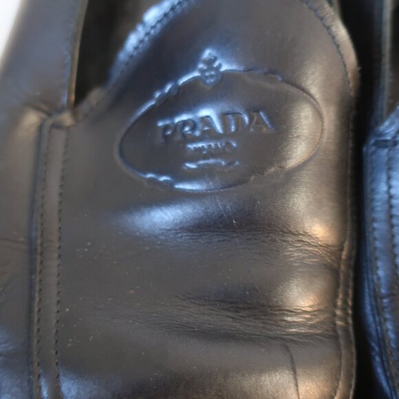 Mens Prada Black Leather Slip On Shoes 9.5 main image 4